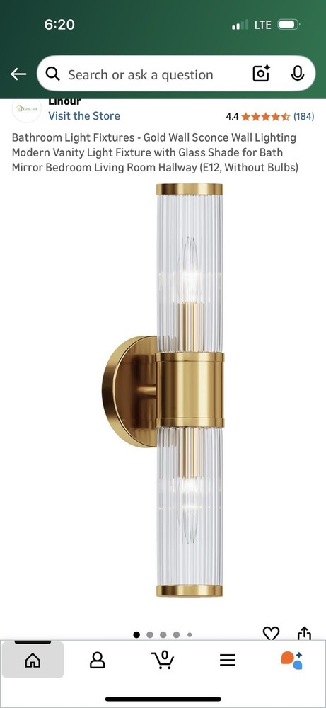 Gold Bathroom Light Fixtures, Modern Vanity Light Wall Sconce Indoor