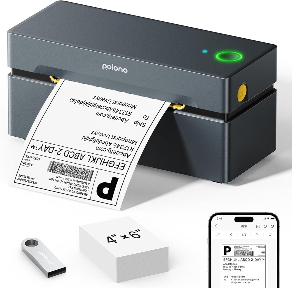 Bluetooth 4x6 Thermal Shipping Label Printer for Wireless Printing