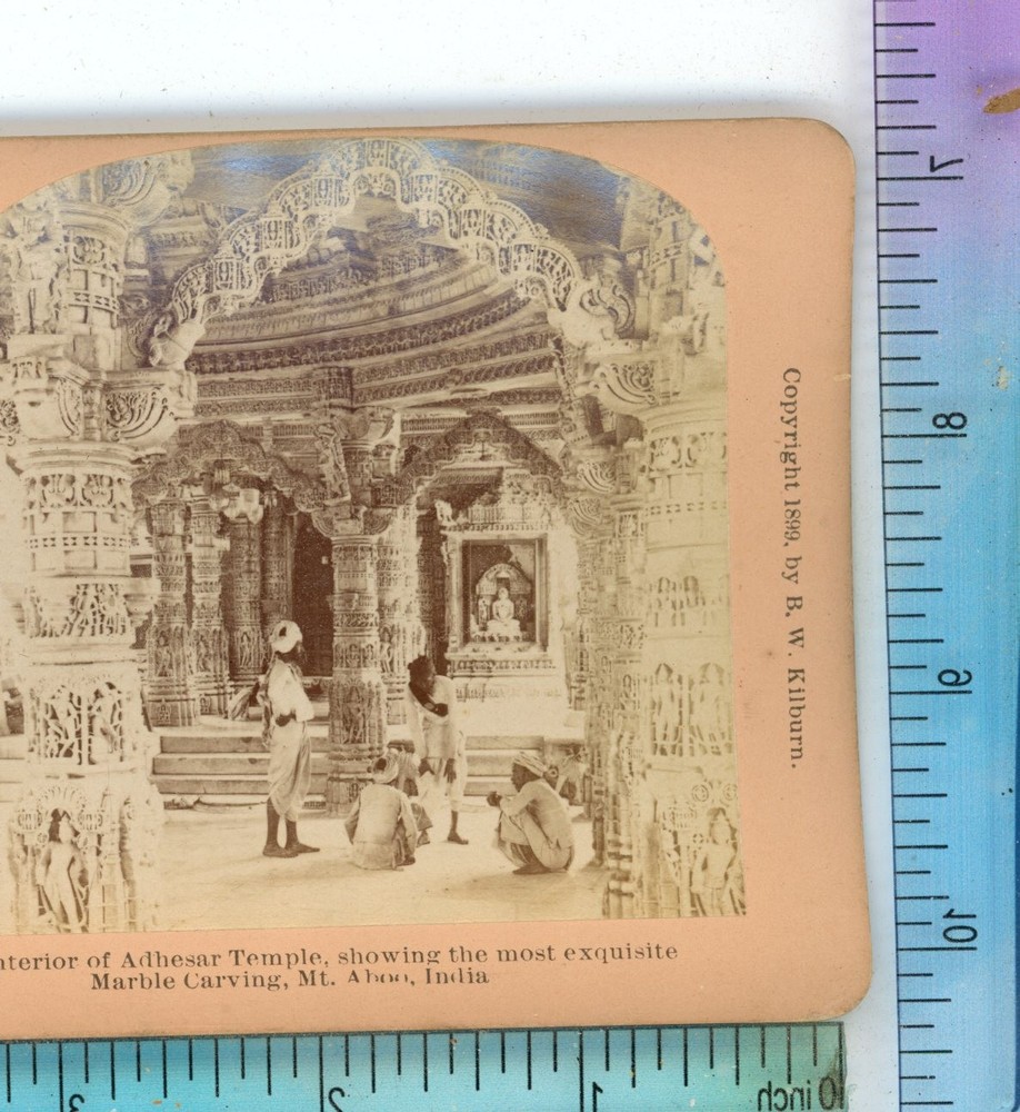 Interior Adhesar Temple Mt Abu India B.W. Kilburn Stereoview