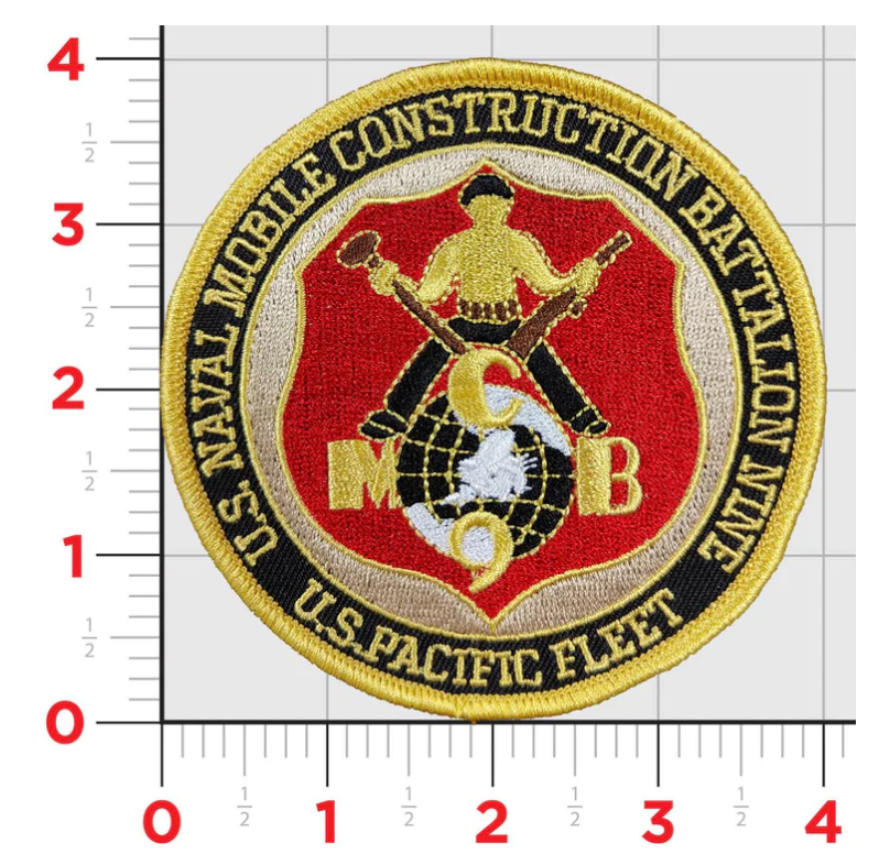 NAVY MOBILE CONSTRUCTION BATTALION MCB-9 EMBROIDERED HOOK & LOOP PATCH
