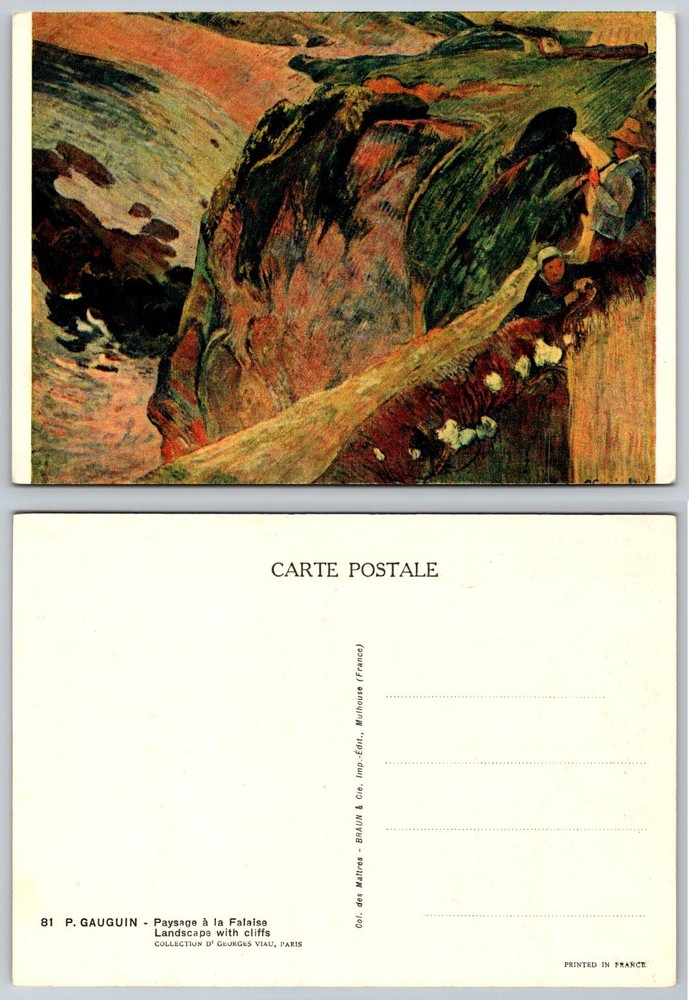 Paul Gauguin Landscape with Cliffs Art Postcard Braun & Cie France Unposted