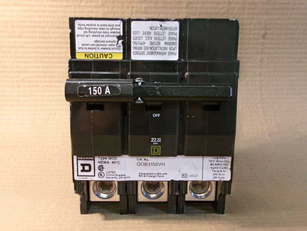 NEW Square D QOB3150VH 150 AMP 3 POLE WHITE LABEL NTO FLAW #110