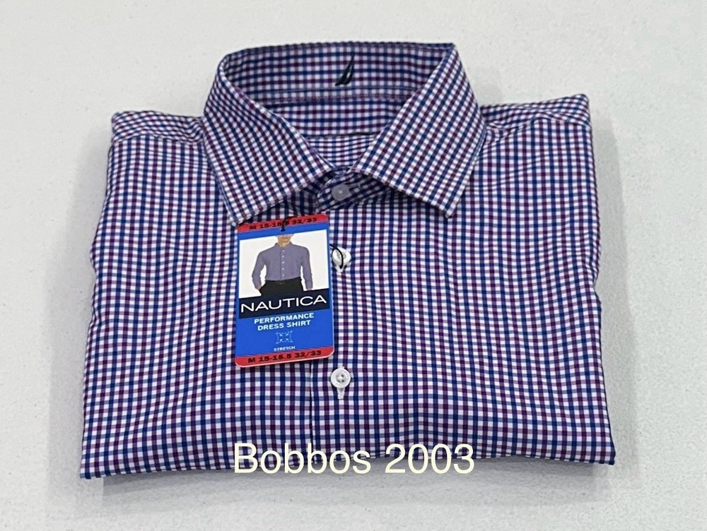 Nautica Men's Performance Slim Fit Dress Shirt, Purple, M (15-15.5, 32/33)