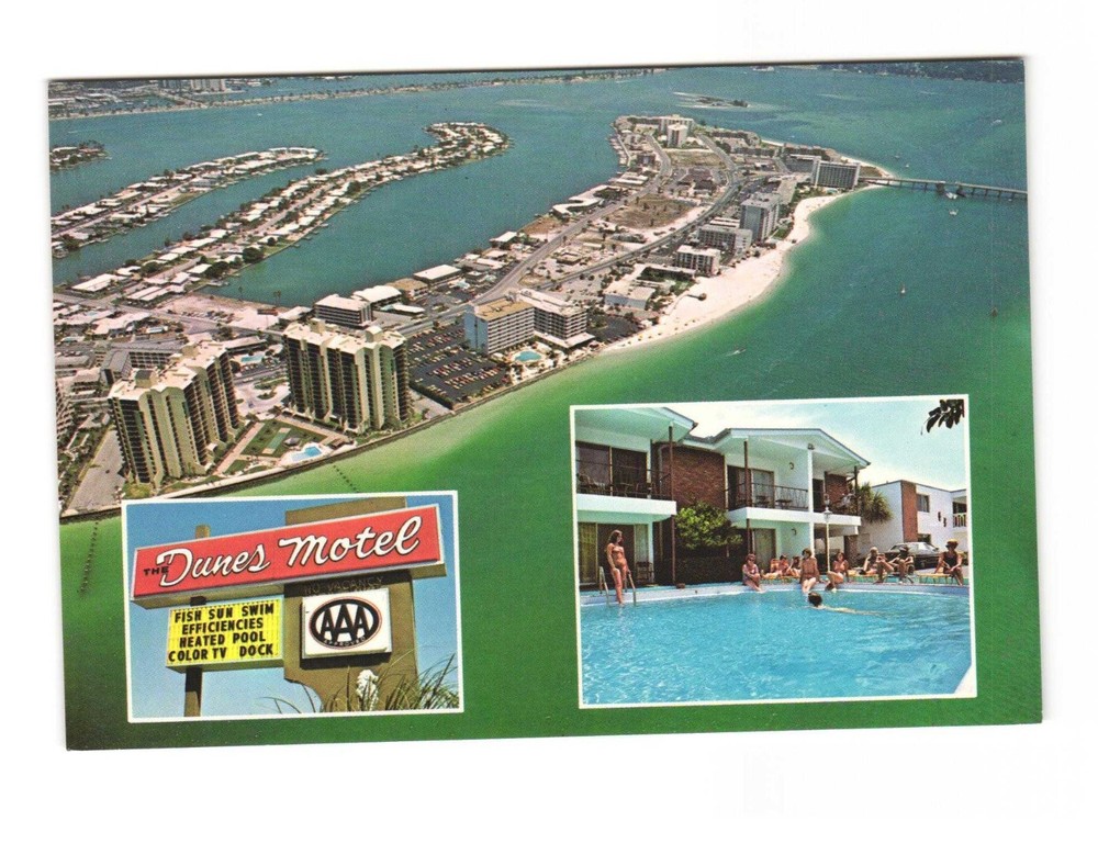 The Dunes Motel Clearwater Beach Florida vintage postcard unposted