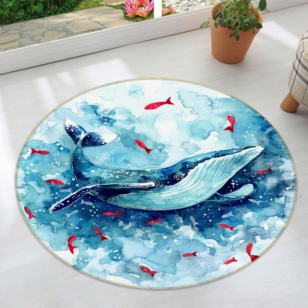 3D Painted Blue Whale NAO6232 Game Rug Mat Elegant Photo Carpet Mat Fay