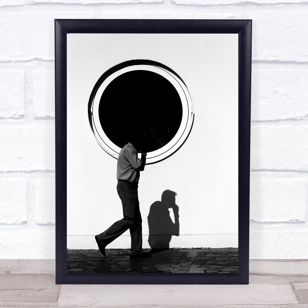 Street Man Walk Walking Shadow Graphic Simple Sidewalk Wall Art Print