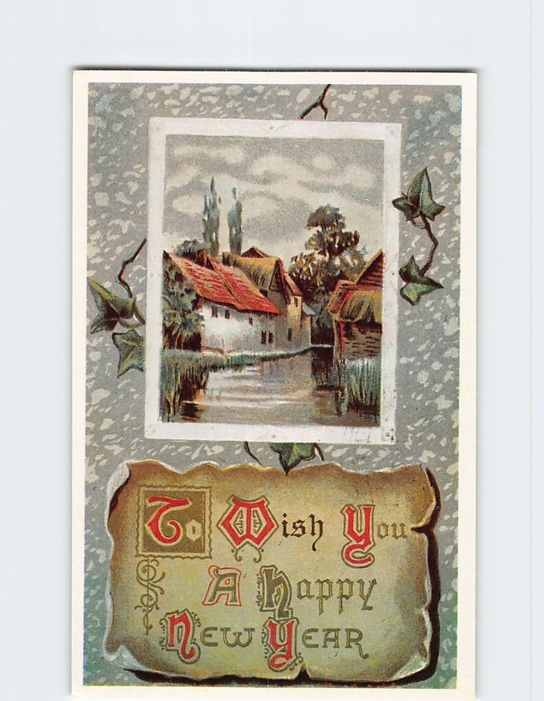Postcard To Wish You A Happy New Year Winter Scene