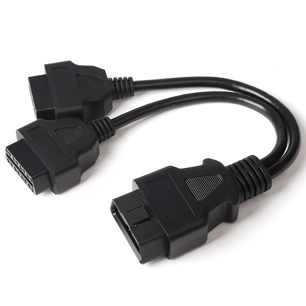 1ft OBD2 OBDII Splitter Extension Cable 16pin Male to Dual Female Y Cable Kit