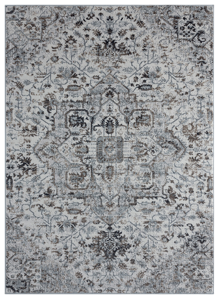 Yellow Geometric Medallion Area Rug 5'3