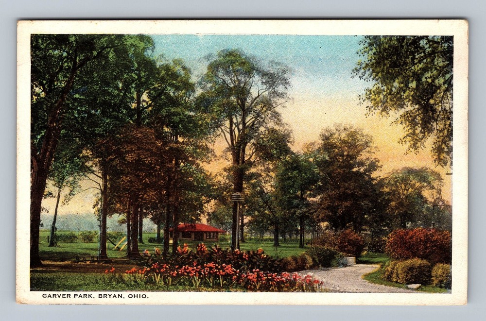 Bryan OH-Ohio Garver Park Vintage Postcard Standard Souvenir Postal Post Old PC