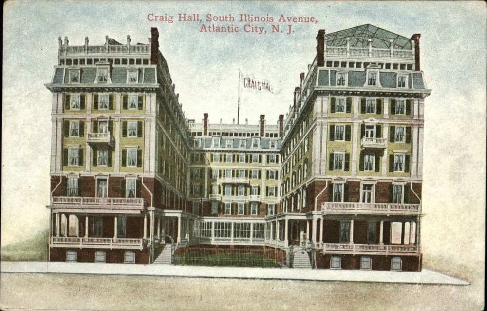 Craig Hall Atlantic City New Jersey ~ Illinois Ave ~ c1910 vintage postcard