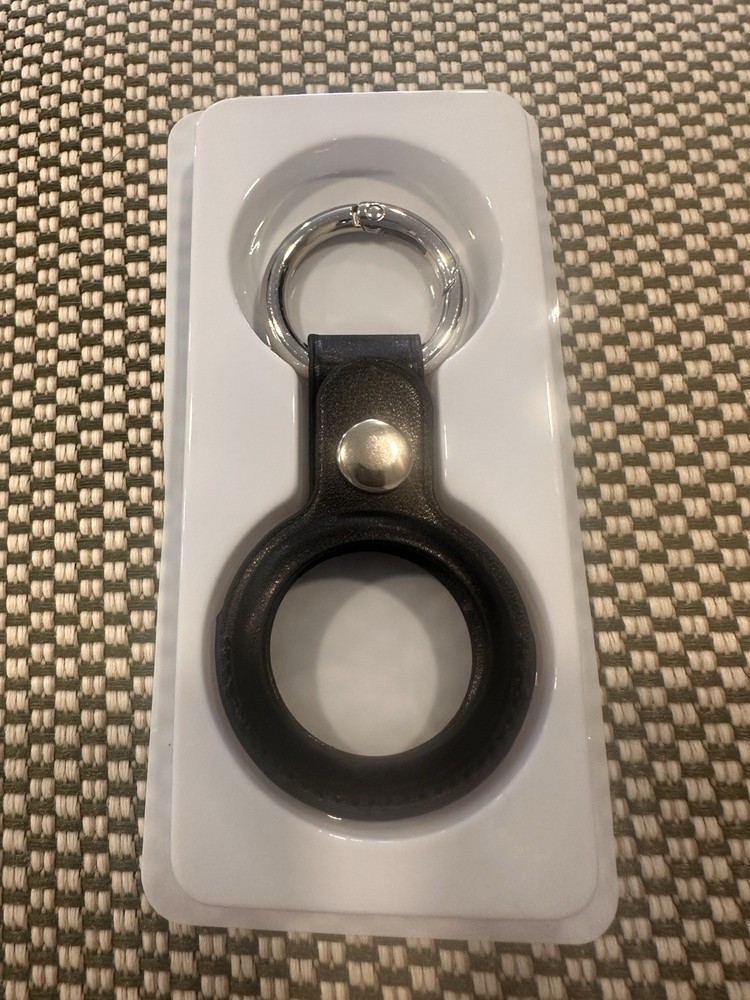 Black Leather AirTag Loop / AirTag Leather Key Ring / Leather Loop