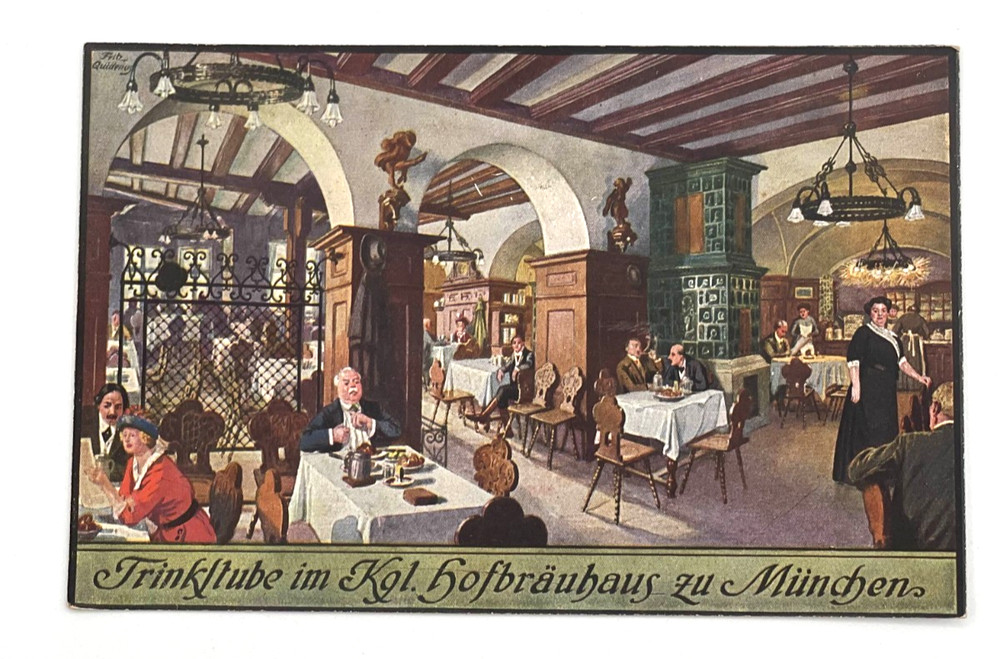 Munich Hofbräuhaus Postcard Beer Hall Interior Johann Panzer Germany