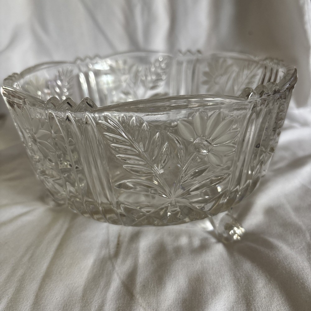 Vintage Anna Hutte Lead Crystal Footed Candy Dish Nut Bowl