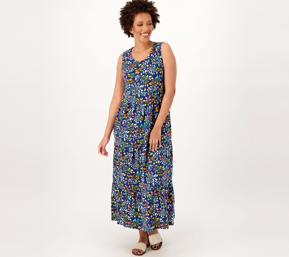 Denim & Co. Women's Dress Sz XS Beach Regular Printed Knit Multi-colored A588123