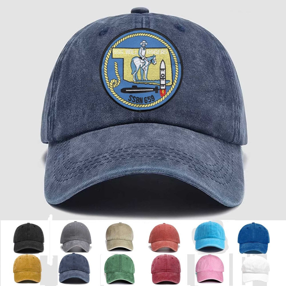 Custom Personalization Embroidered Hat SSBN-659 USS Will Rogers, Veteran Cap