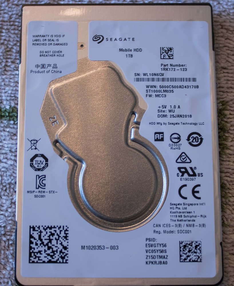 Seagate Mobile 1TB (ST1000LM035) 5400RPM SATA 2.5in Mobile HDD