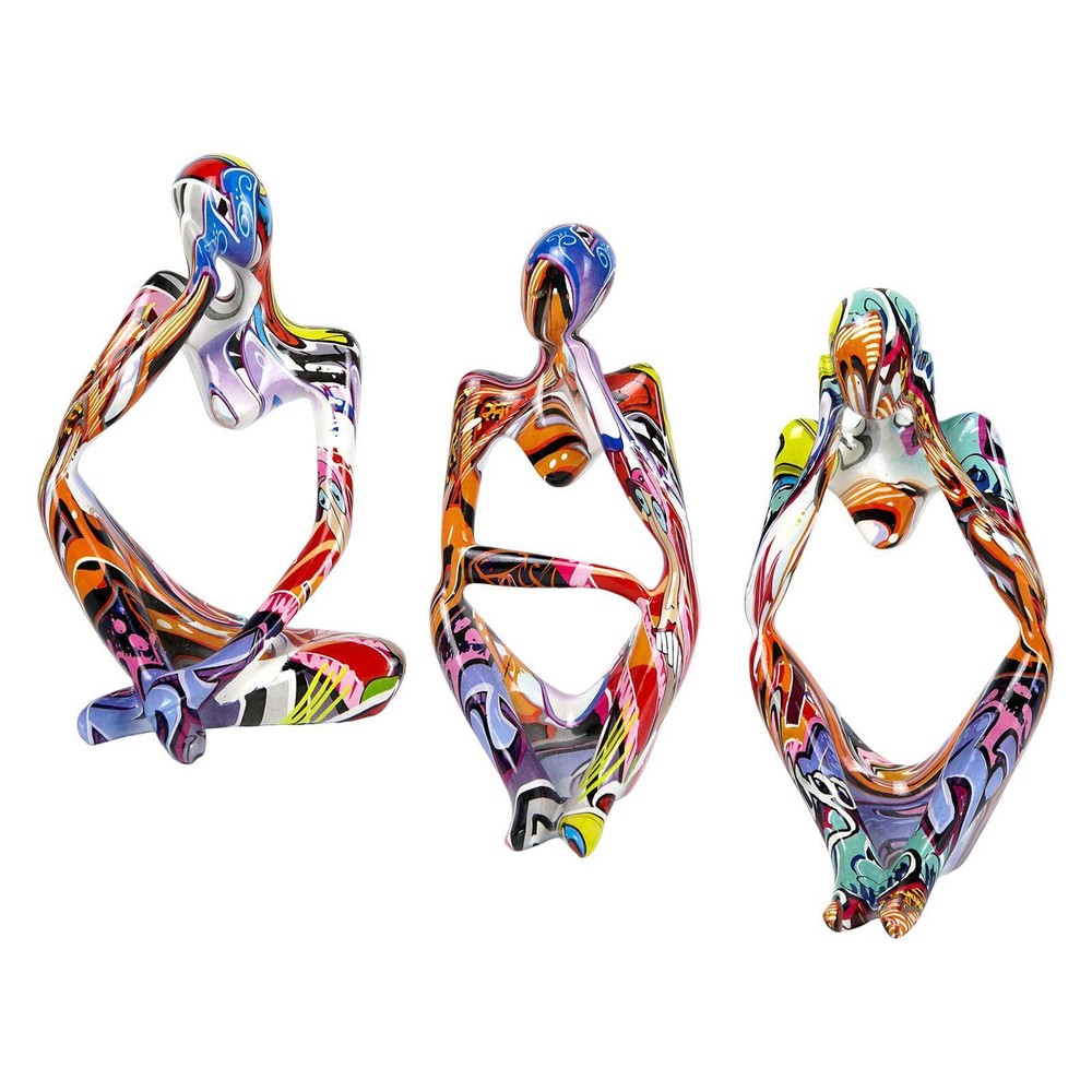 Modern Abstract Thinker Statue Collection Graffiti Art Figurine Ornament-image
