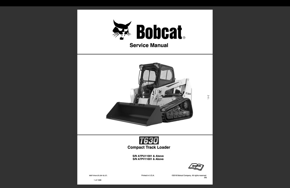 Bobcat T630 Service Repair Manual, Workshop Manual