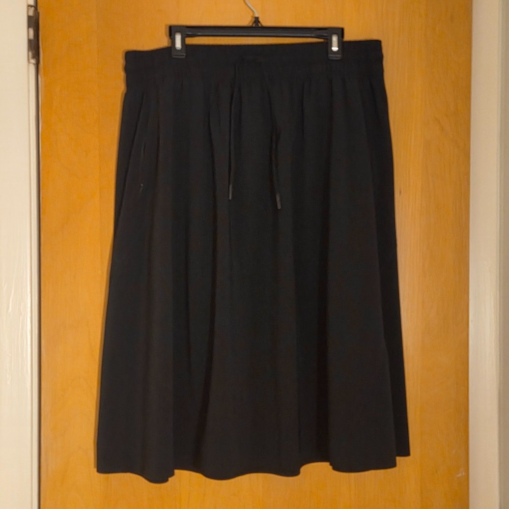 Athleta Arrival Drawstring Midi Skirt Size 20 Black Travel Performance Stretch