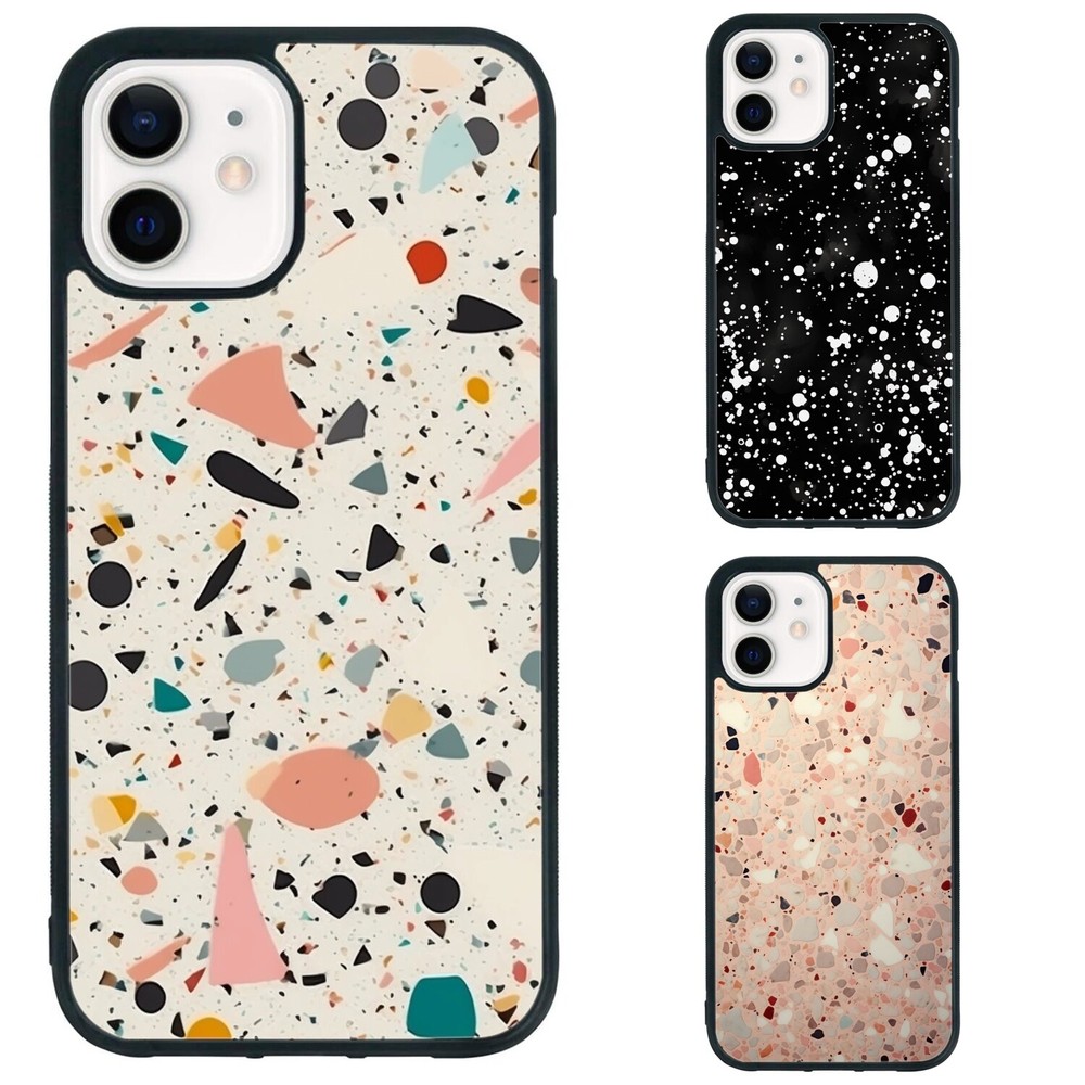 iPhone XS XR 6 7 8 Plus SE 2nd 3rd Gen Terrazzo Blush Ceramic Anti-Scratch Case  