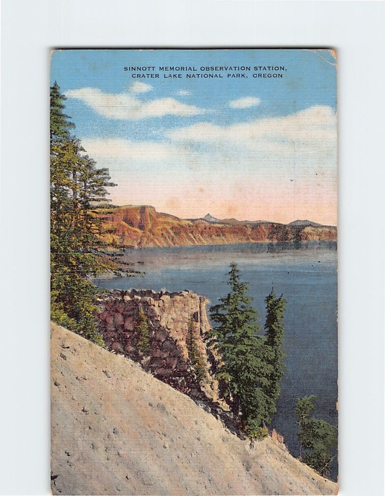 Postcard Sinnott Memorial Observation Station Crater Lake Nat'l Park Oregon USA