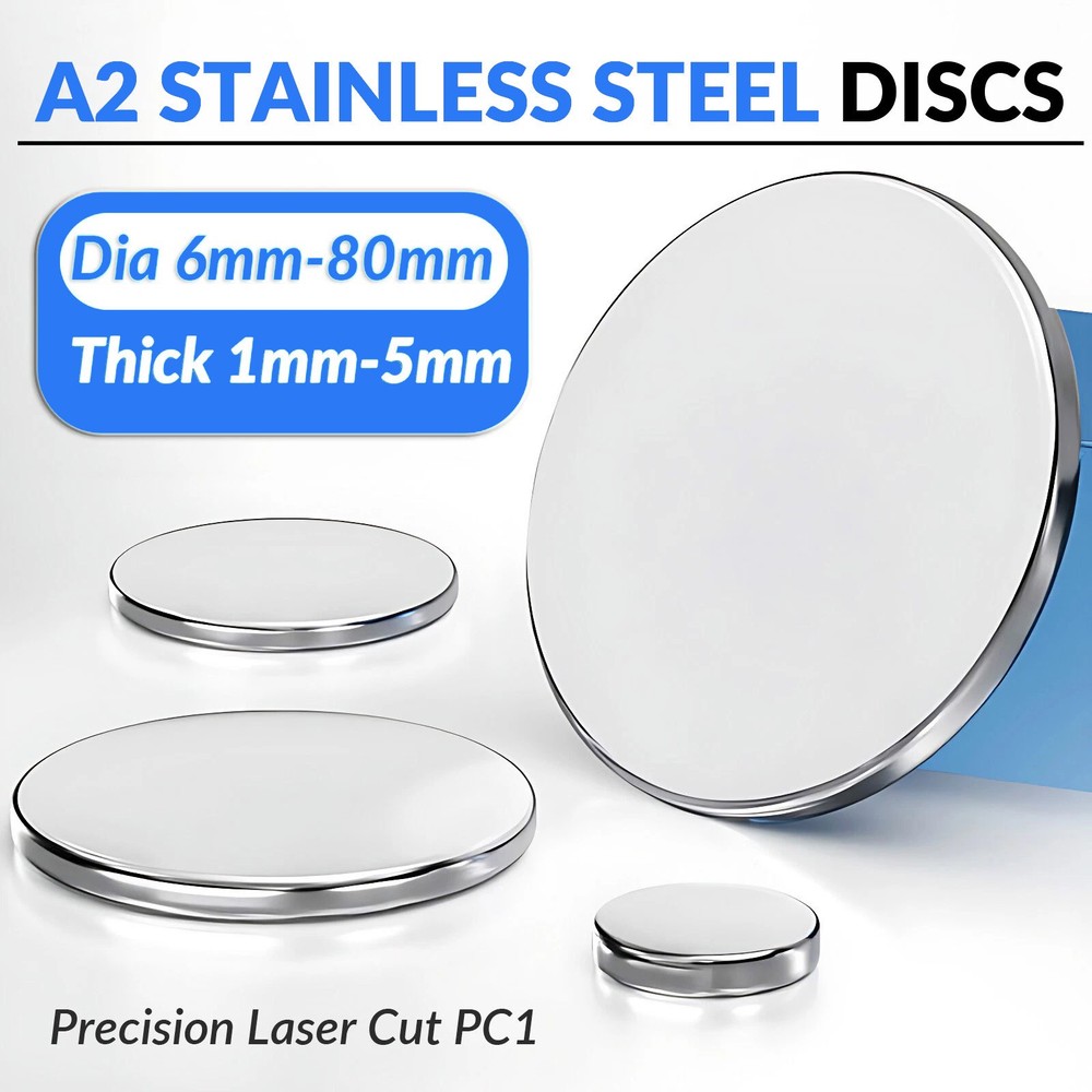 Ø 6mm-80mm Thick 1mm-5mm A2 STAINLESS STEEL Discs Metal Flat Circle Blank DISCS