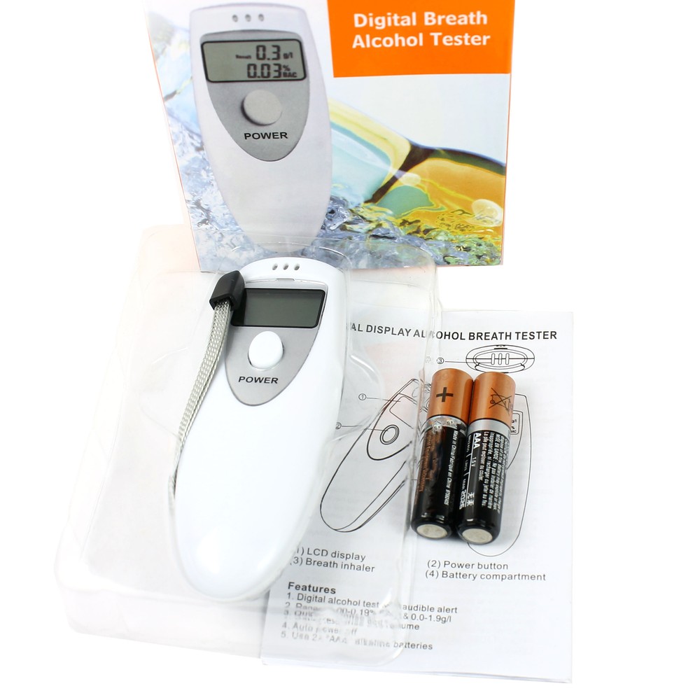 Portable Alcohol Breathalyzer Breath Tester Analyzer LCD Display Batteries Incl