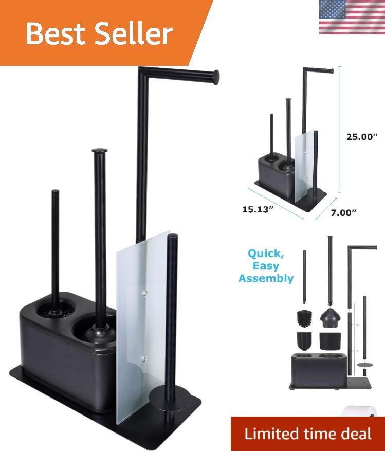 Modern Bath Set for Bathroom Organization, All in One Toilet Brush, Toilet Pl...