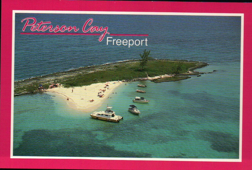 Peterson Cay Freeport, off Grand Bahama The Bahamas, Boats, Swimming -- Postcard