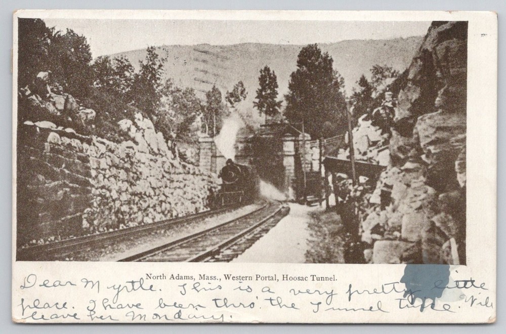 1906 Hoosac Tunnel Train Postcard North Adams MA Western Portal