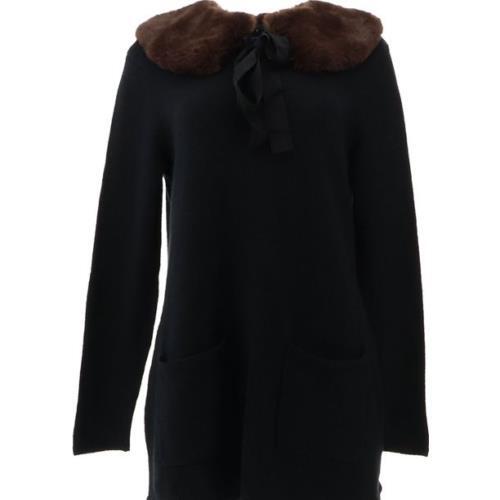 J Jason Wu Sweater Tunic Removable Women Faux Fur Collar (Black, Medium) A463086