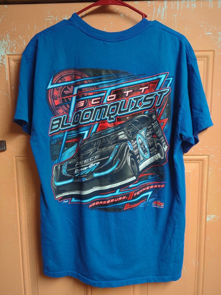 Scott Bloomquist Blue Dirt Track Dominator Graphic T-Shirt Double Sided Large