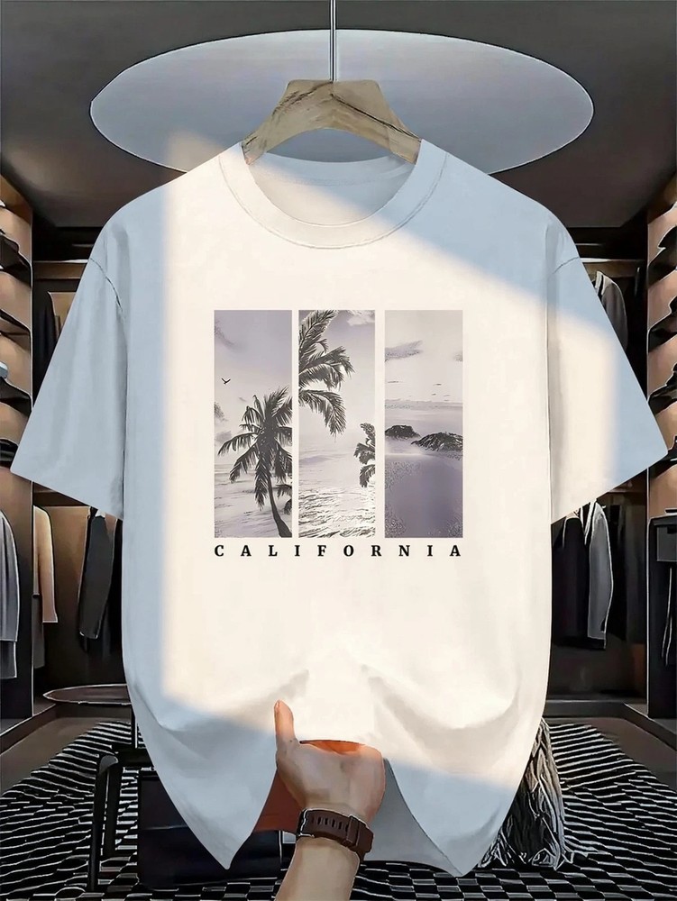 California Palm Beach Graphic T-Shirt Summer Vacation Unisex Casual Tee