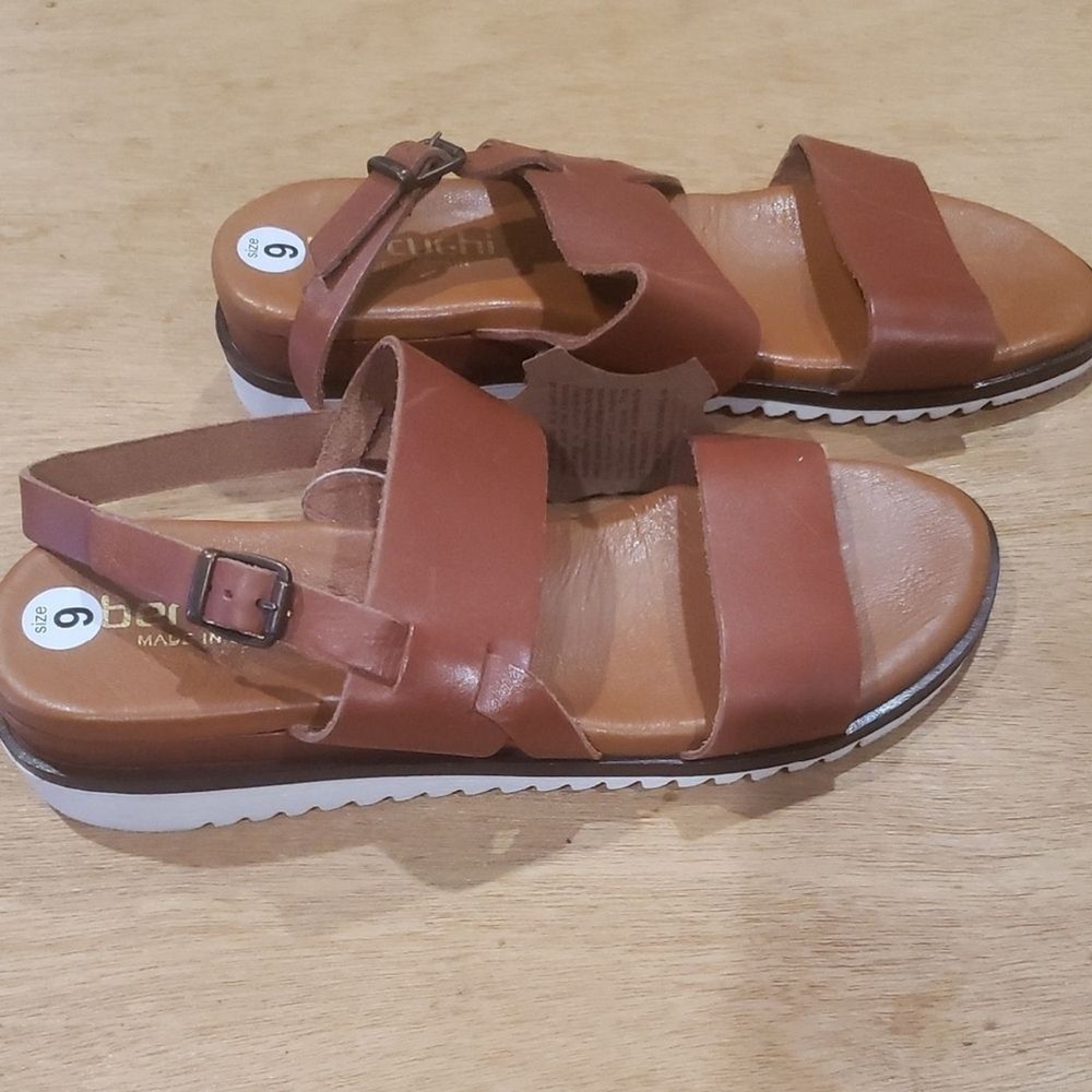 Bertuchi Spain Leather Brown Slingback Sandals Size 9 New With Tags