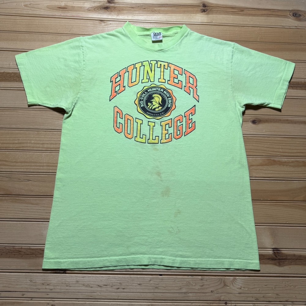 Vintage 90s Hunter College Public University Crest Graphic T-Shirt USA One Size