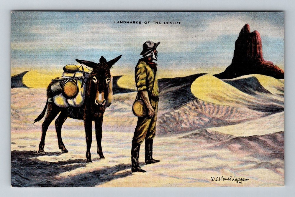 Kanab, UT-Utah, Landmarks of the Desert Cowboy and Burro Vintage Postcard