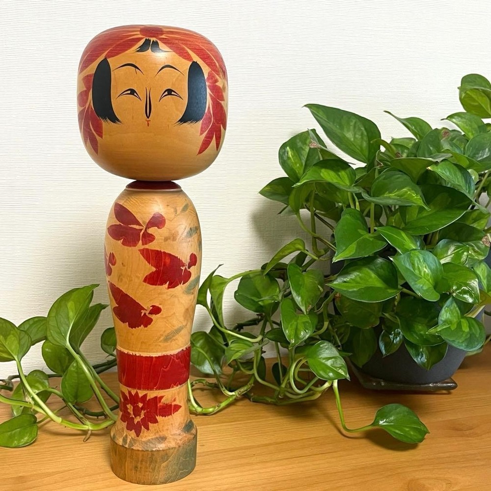 Okazaki Shoichi Kokeshi Doll Zao Takayu Vintage Folk Art 33cm Handmade