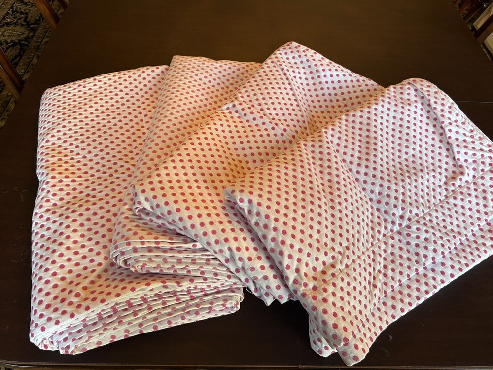 Pottery Barn Kids Blackout Curtain Panel White WithPink Dot 44x96, Set Of 2