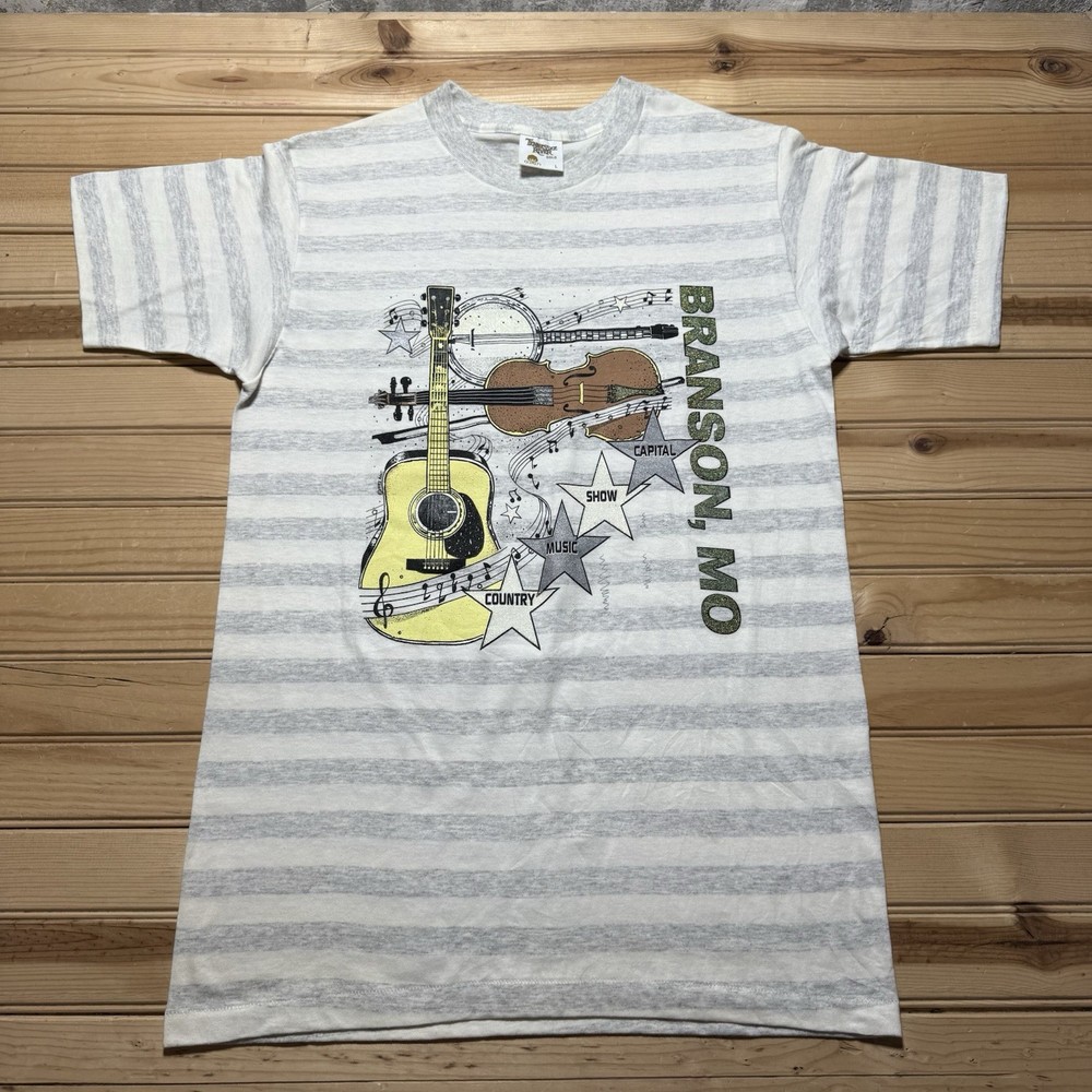 Vintage 80S 90S Branson Mo. Country Music. Guitar Violin Banjo Shirt Size Large