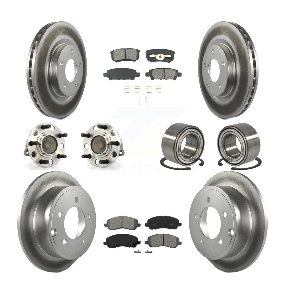 Jeep Patriot Compass Front Rear Hub Bearing Brake Rotor Pads Kit 10Pc