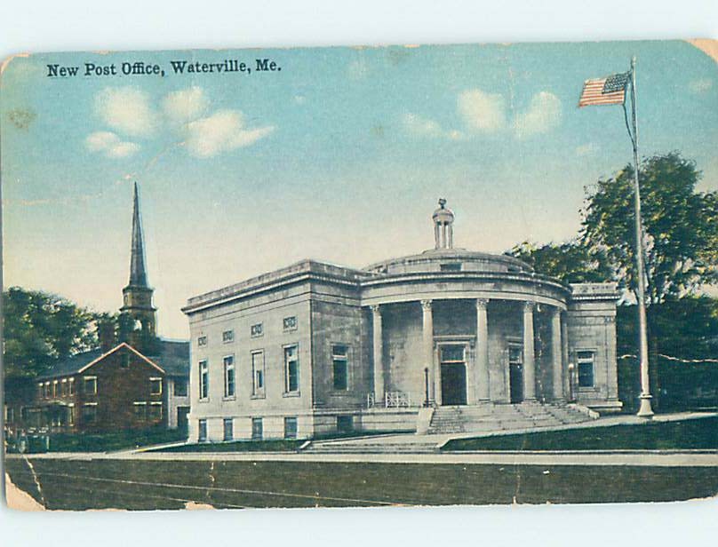 Divided-back POST OFFICE SCENE Waterville Maine ME m/09 AF1139