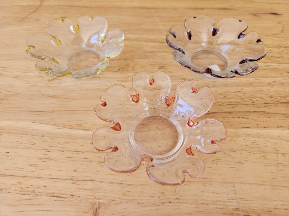 PartyLite Garden Whimsy Glass Tealight Candle holders, Set of 3