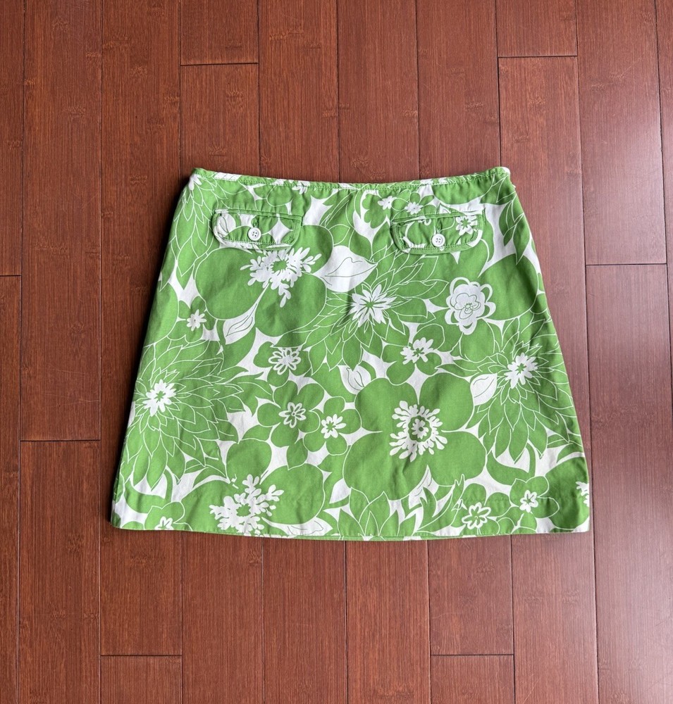 Green And White Floral Size 6 J. Crew Mini Skirt
