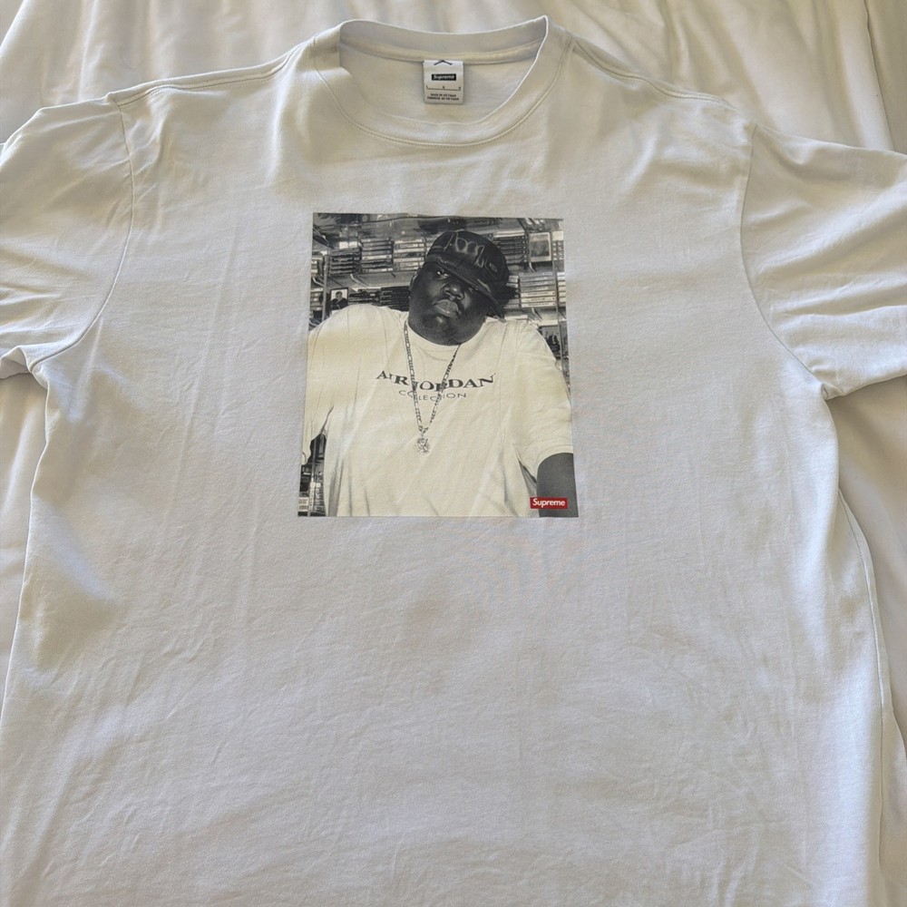Supreme x Air Jordan Biggie Smalls Mens T Shirt White Sz XL Graphic Print