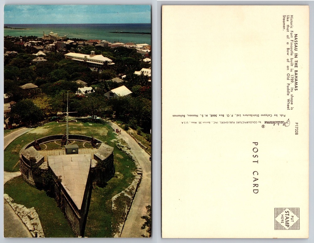 Nassau Bahamas Harbor Fort Aerial View Postcard