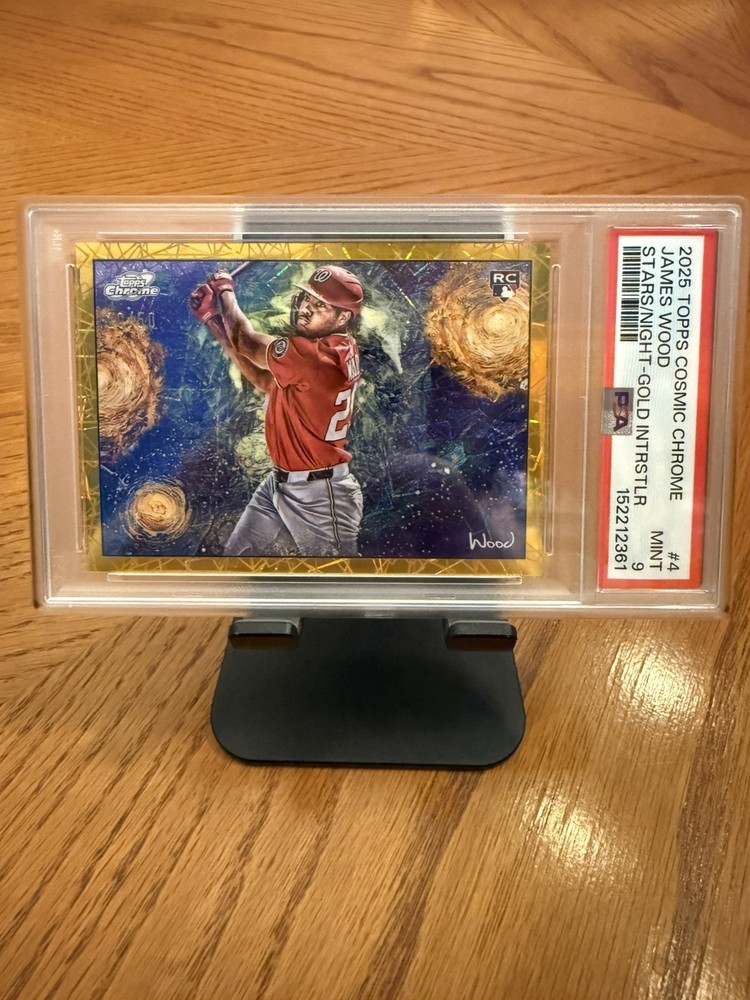 PSA-9 James Wood #4 2025 Topps Cosmic Chrome Stars In The Night RC Gold /50