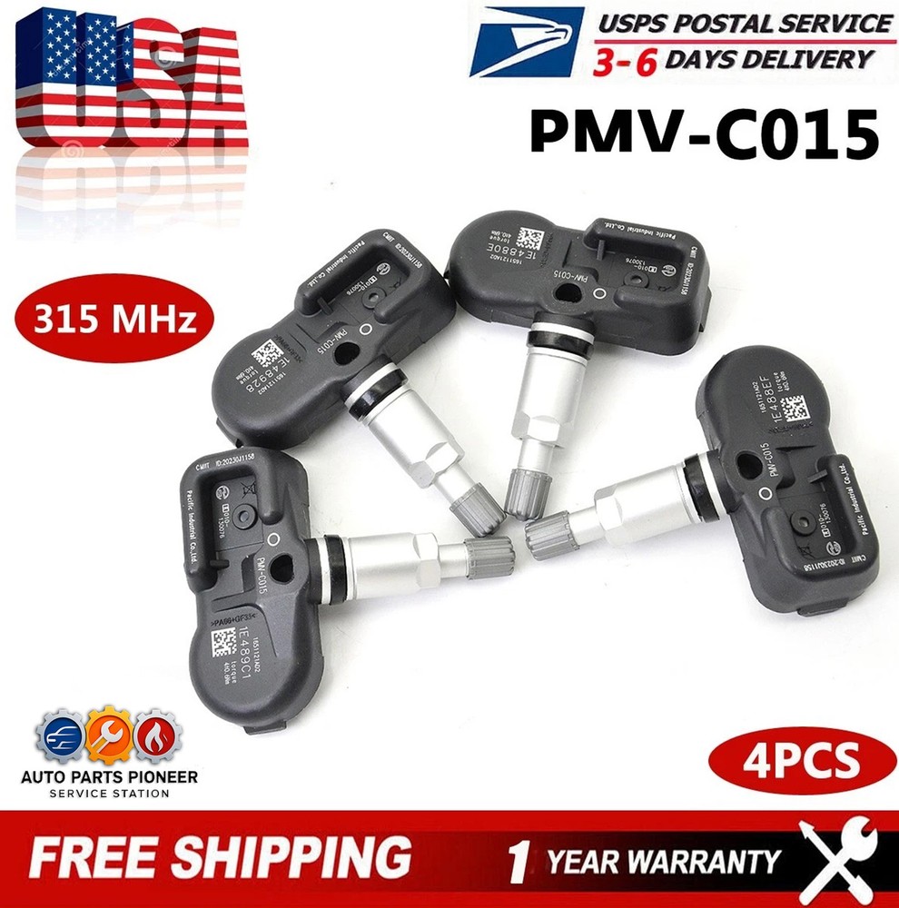 4PCS TPMS Tire Sensors 315/433MHz for Toyota Camry RAV4 Tacoma Universal Fit