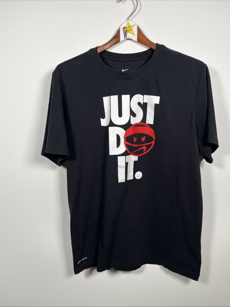 Nike Shirt Mens Large Black Athletic Cut Short Sleeve Tee Just Do it Casual