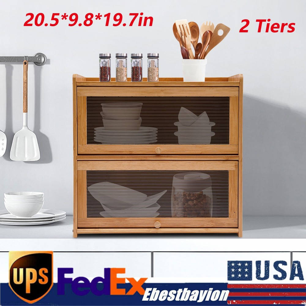 Compact 2-Door Storage Cabinet with Built-in Stoppers for Countertops